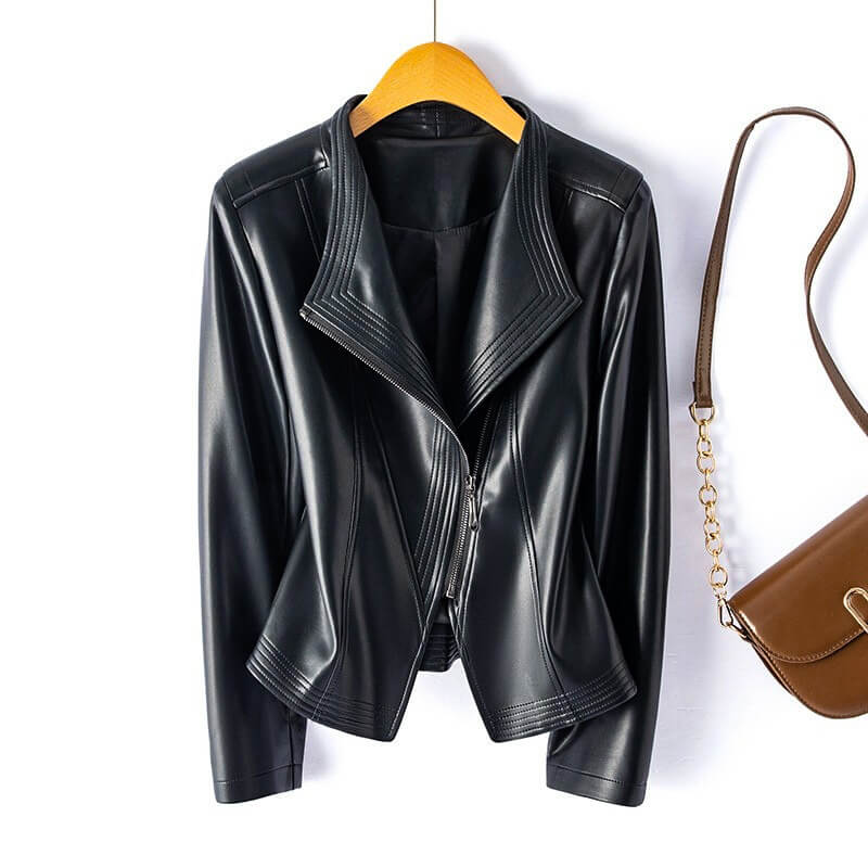 ELLENA – Dames leren jas met tijdloze pasvorm en stoere look - Glamorix