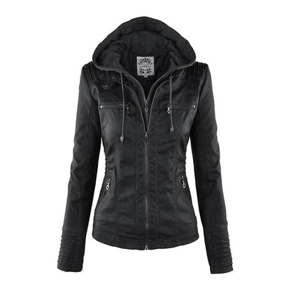 AURORA – Dames leren jas met capuchon en moderne pasvorm - Glamorix