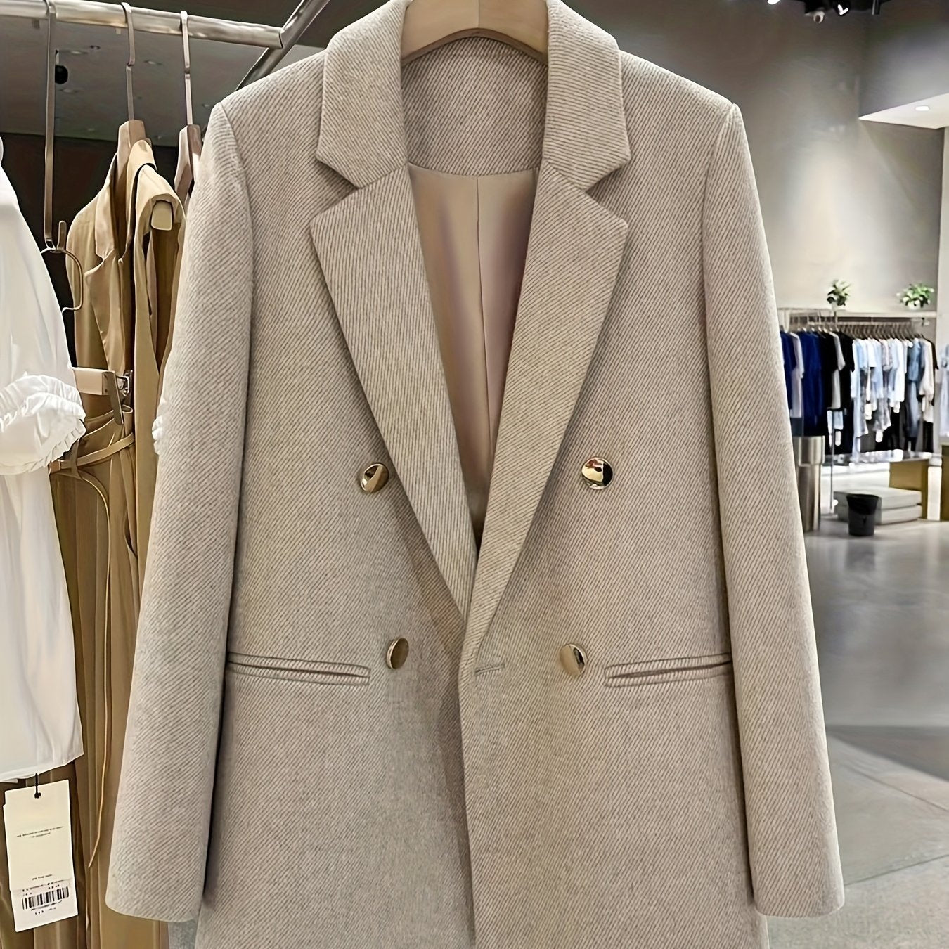 Dubbelrijige blazer met lange mouwen en knoopsluiting – NOVA - Glamorix