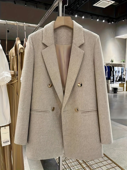 Dubbelrijige blazer met lange mouwen en knoopsluiting – NOVA - Glamorix