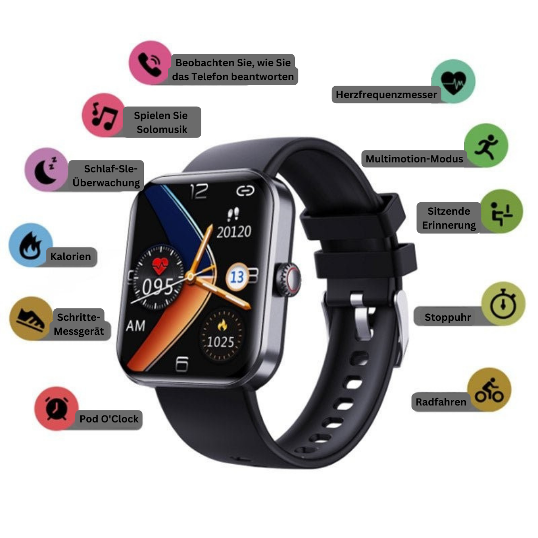 Smartwatch met non-invasieve bloedsuiker- en gezondheidsmonitoring – GLUCO WATCH PRO - Glamorix