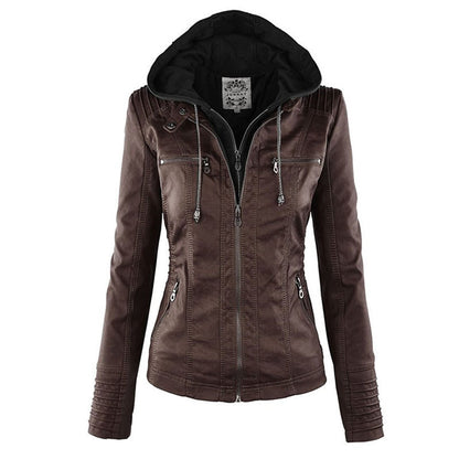 AURORA – Dames leren jas met capuchon en moderne pasvorm - Glamorix