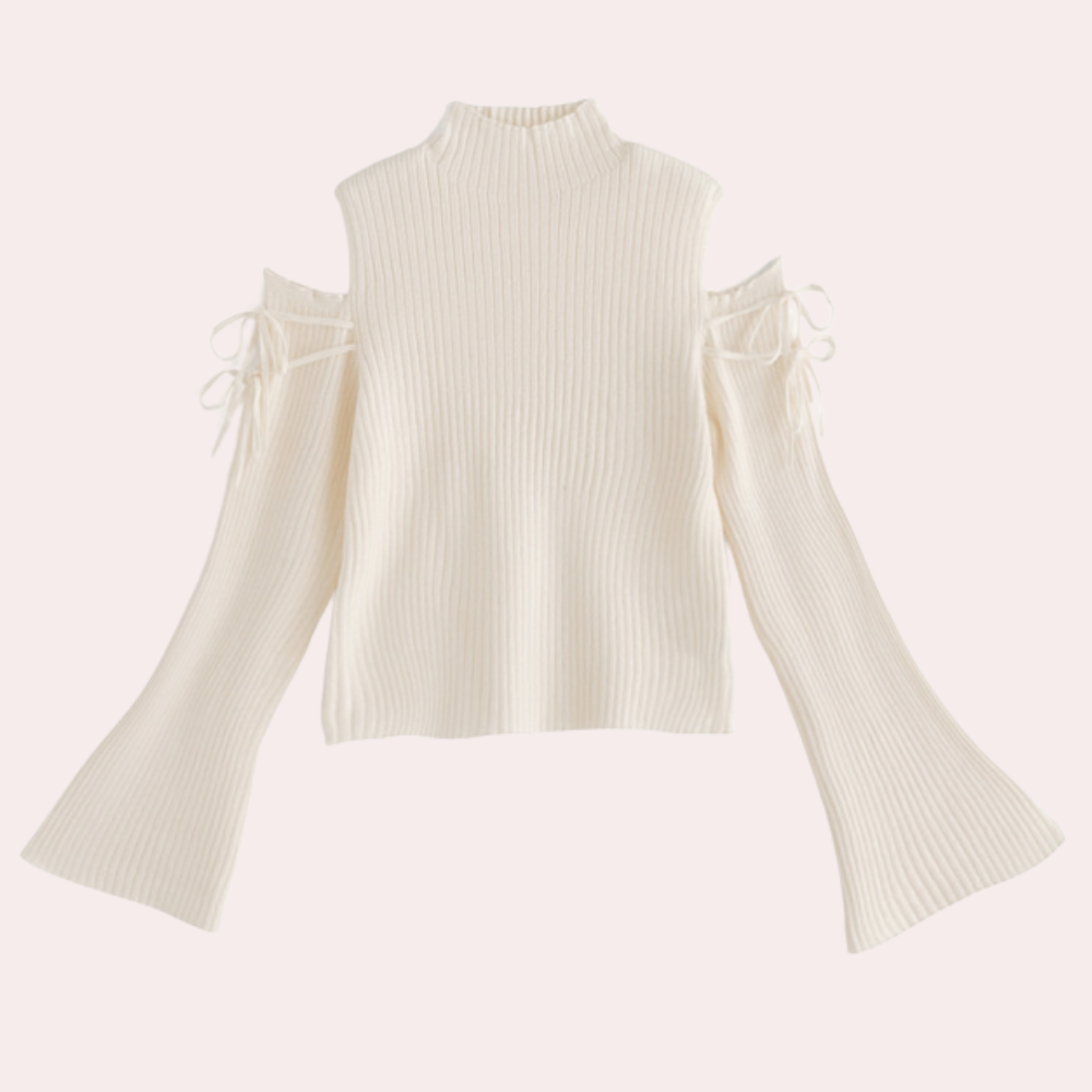 SOPHIA - Chique geribde trui met cold-shoulder design