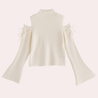 SOPHIA - Chique geribde trui met cold-shoulder design