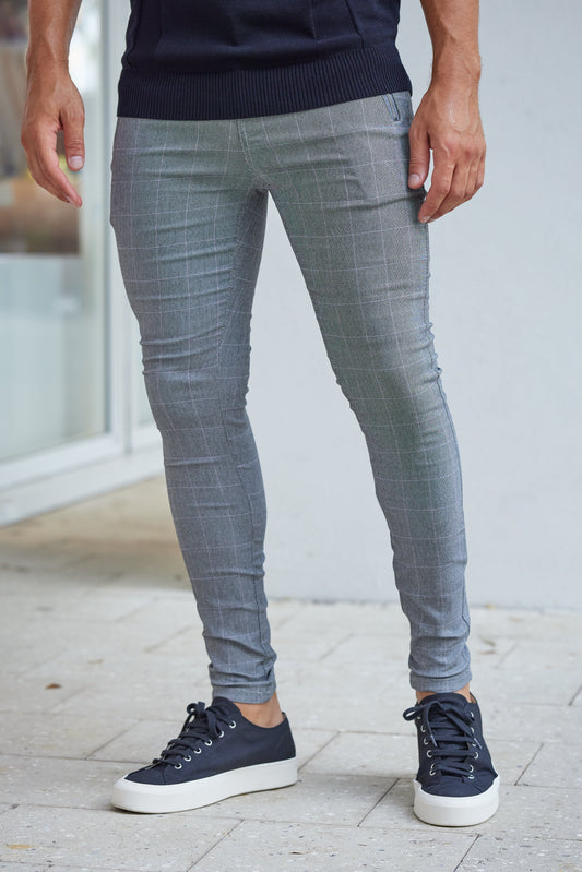 BENSON - Slim fit geruite broek voor een moderne en stijlvolle look