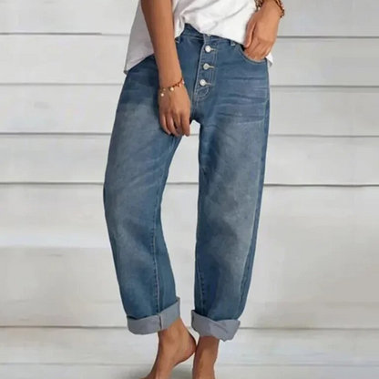 Comfortabele damesjeans met hoge taille en flatterende pasvorm – DELARA ShapeDenim - Glamorix