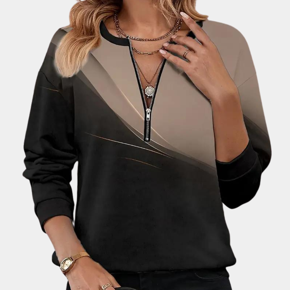 LUNA - Gradient sweater met lange mouwen en zip-up voor dames