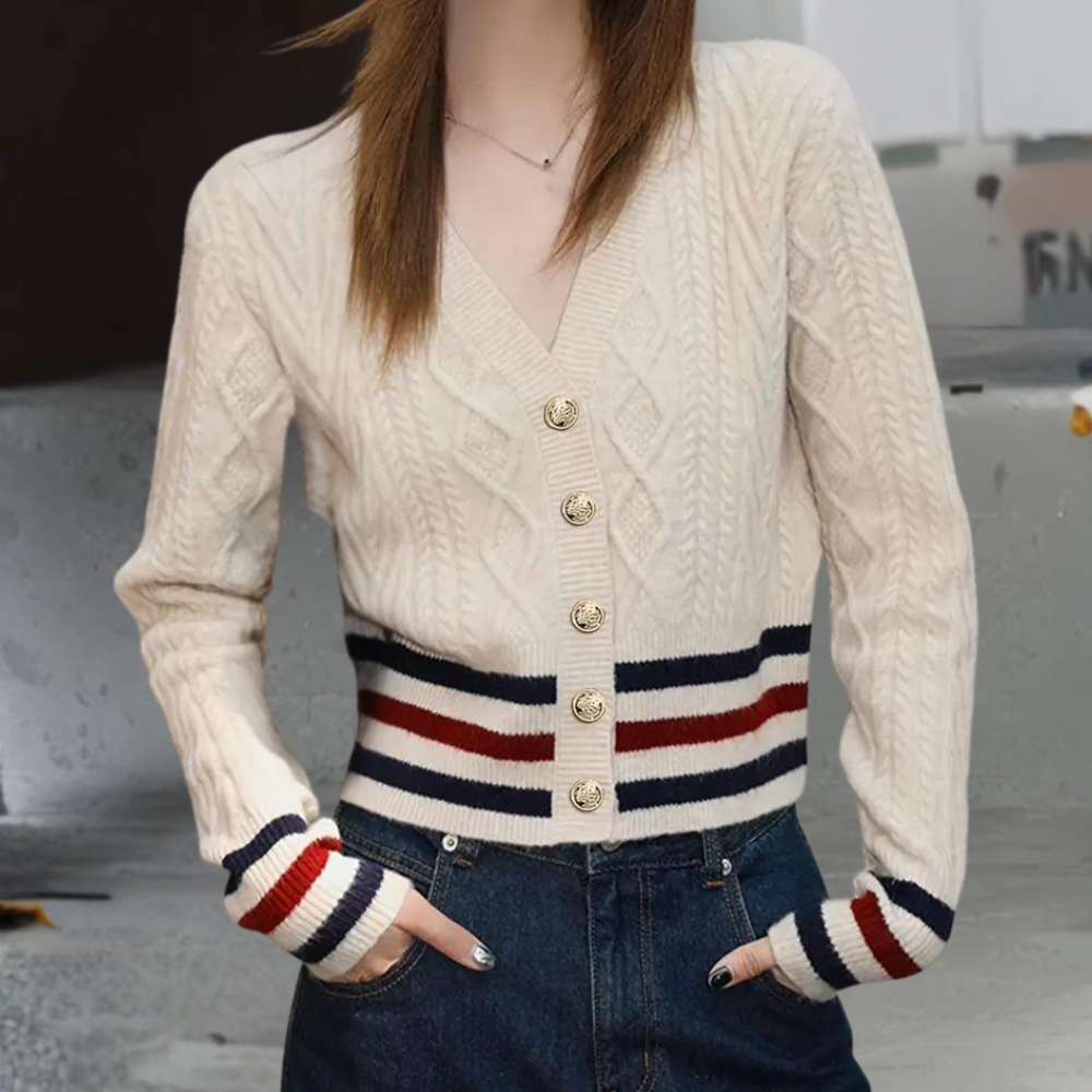 Gebreid damesvest met losse pasvorm en tijdloos design – SYRELLE - Glamorix