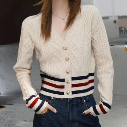 Gebreid damesvest met losse pasvorm en tijdloos design – SYRELLE - Glamorix