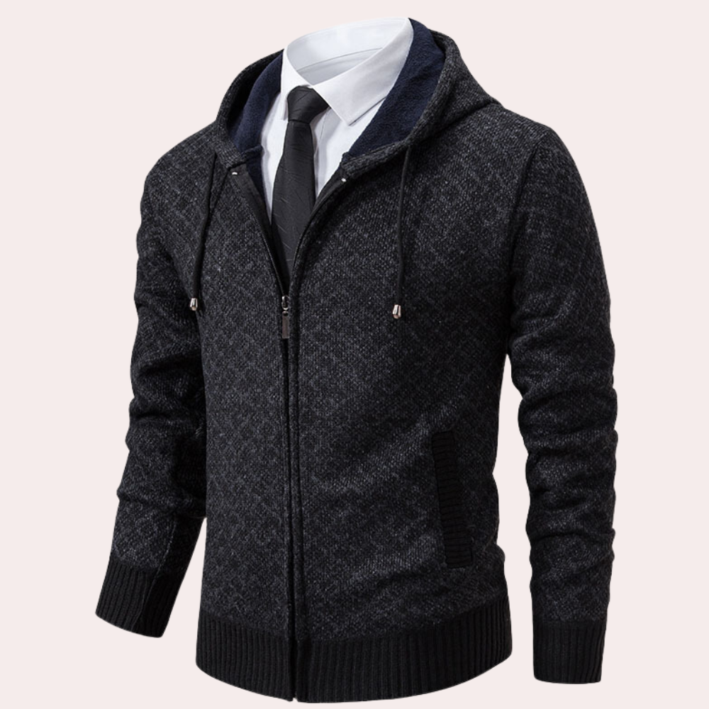 Comfortabel gebreid herenvest met capuchon – JOM