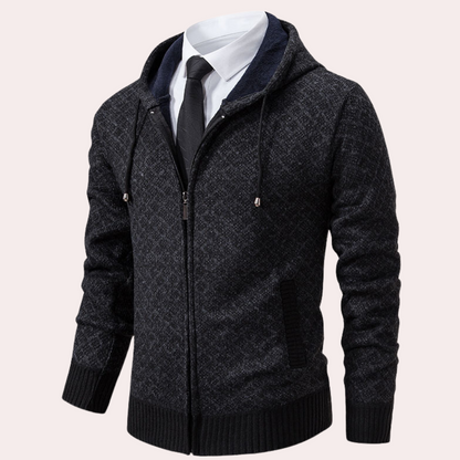 Comfortabel gebreid herenvest met capuchon – JOM