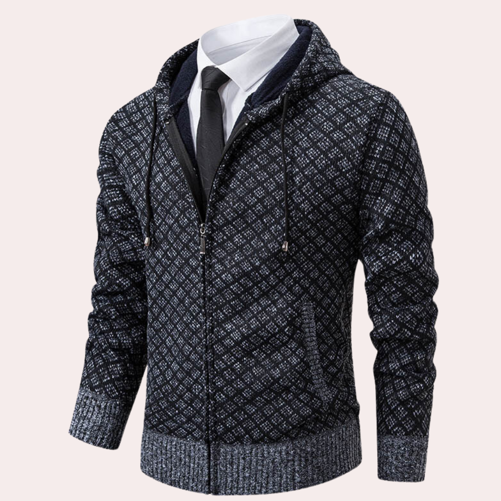 Comfortabel gebreid herenvest met capuchon – JOM