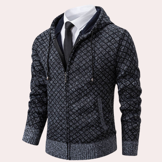 Comfortabel gebreid herenvest met capuchon – JOM