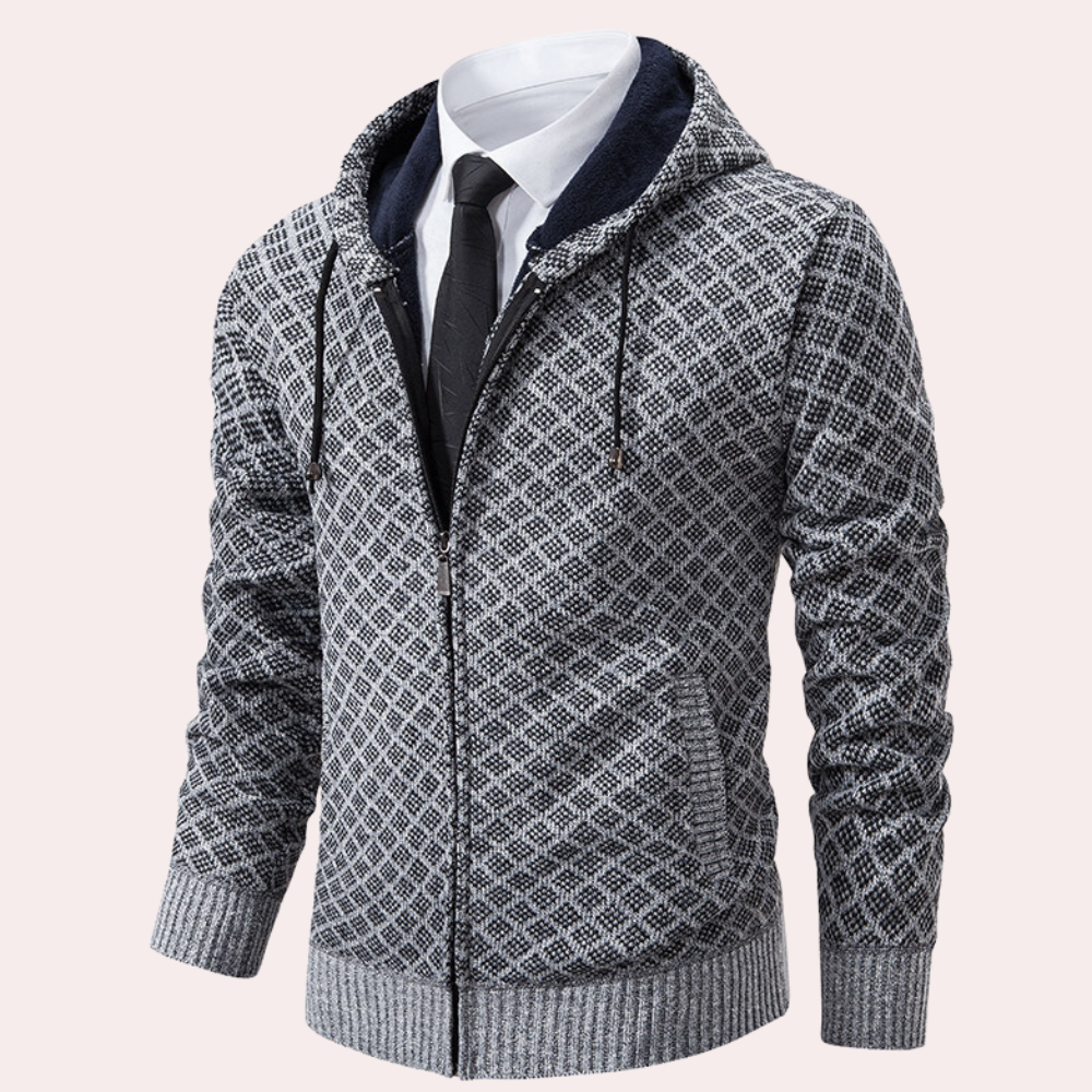 Comfortabel gebreid herenvest met capuchon – JOM