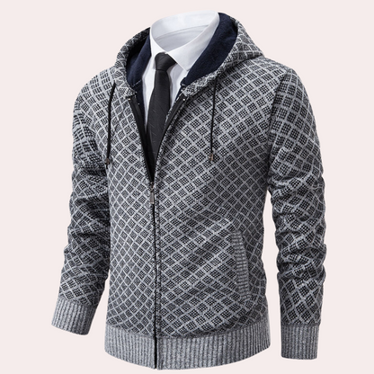Comfortabel gebreid herenvest met capuchon – JOM
