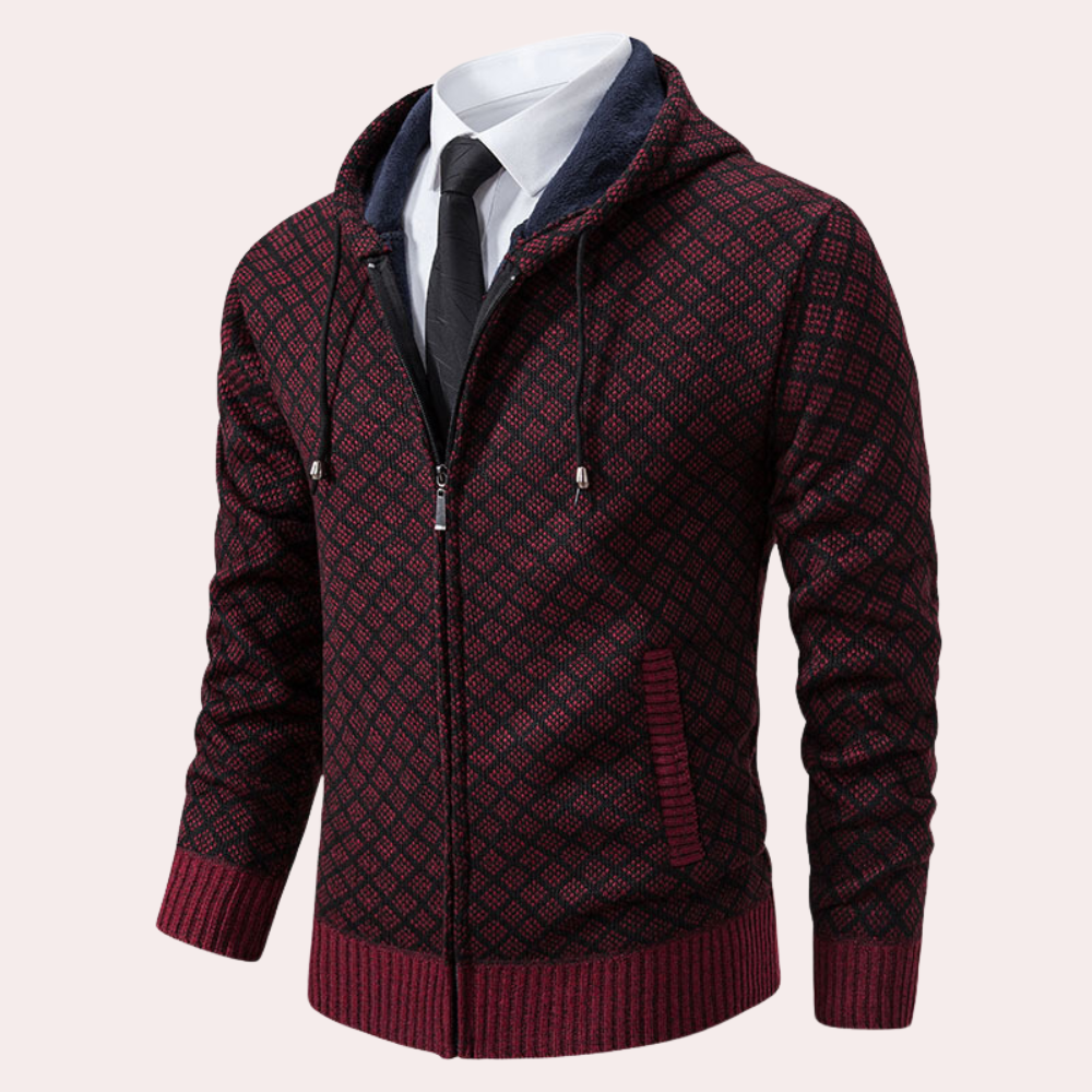 Comfortabel gebreid herenvest met capuchon – JOM
