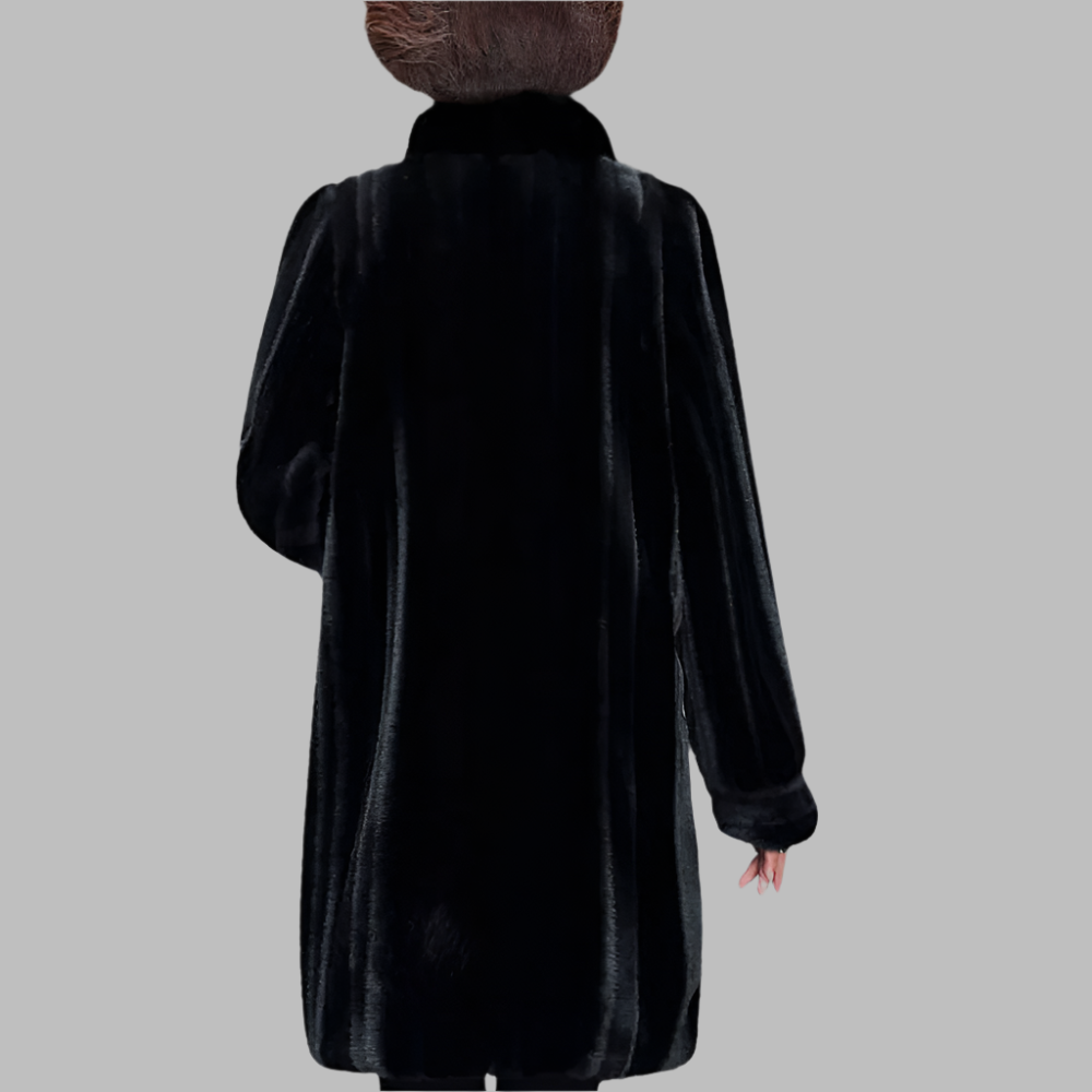 Zachte dames jas van imitatiebont met hoge kraag – NUVAYA LuxeFur - Glamorix