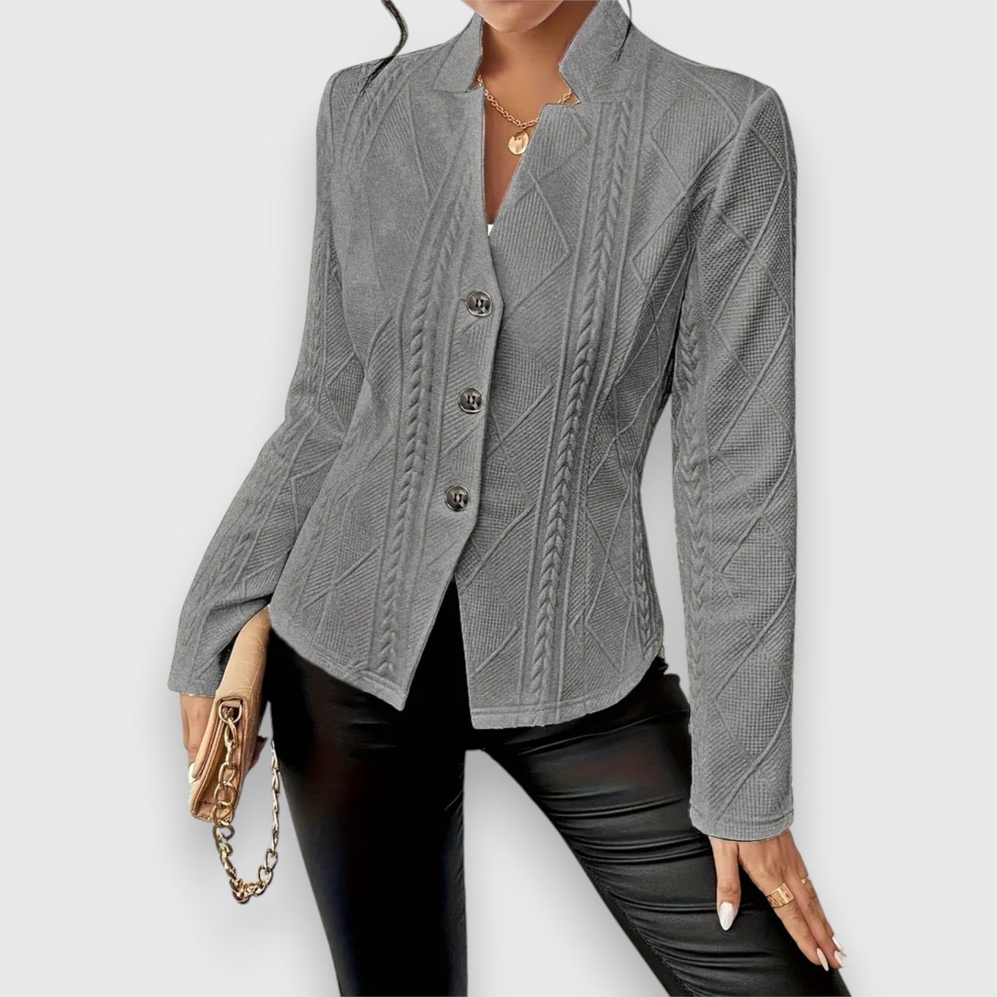 Getailleerde damesblazer met structuur en elegante snit – SERENA FORME - Glamorix