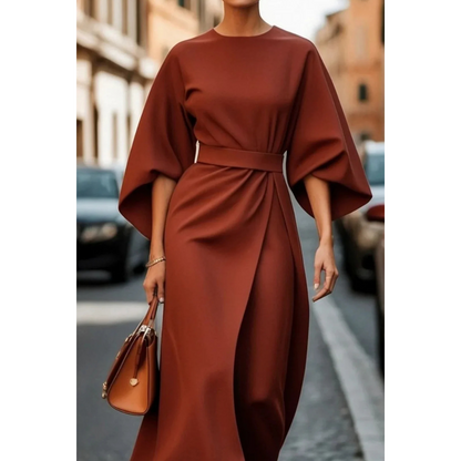 LIVIA - Elegante jurk met lantaarnmouwen en ceintuur