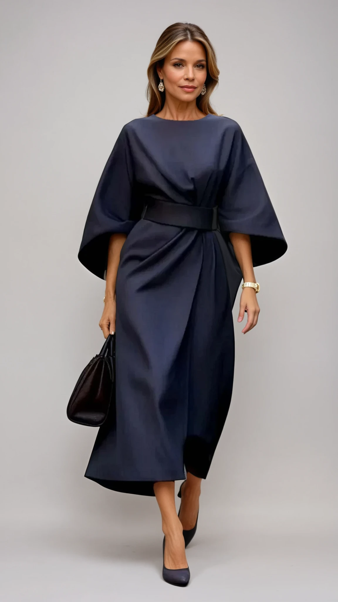 LIVIA - Elegante jurk met lantaarnmouwen en ceintuur
