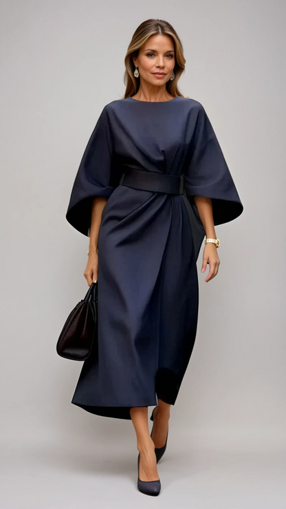 LIVIA - Elegante jurk met lantaarnmouwen en ceintuur
