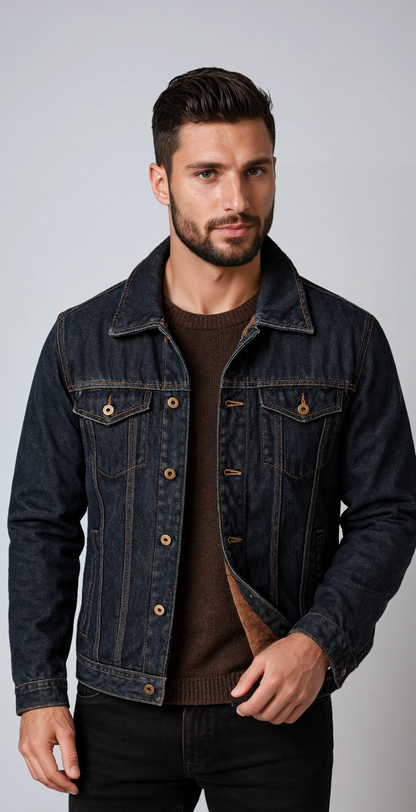 Spike - Spijkerjas Heren | Sherpa Voering & Knoopsluiting - Glamorix