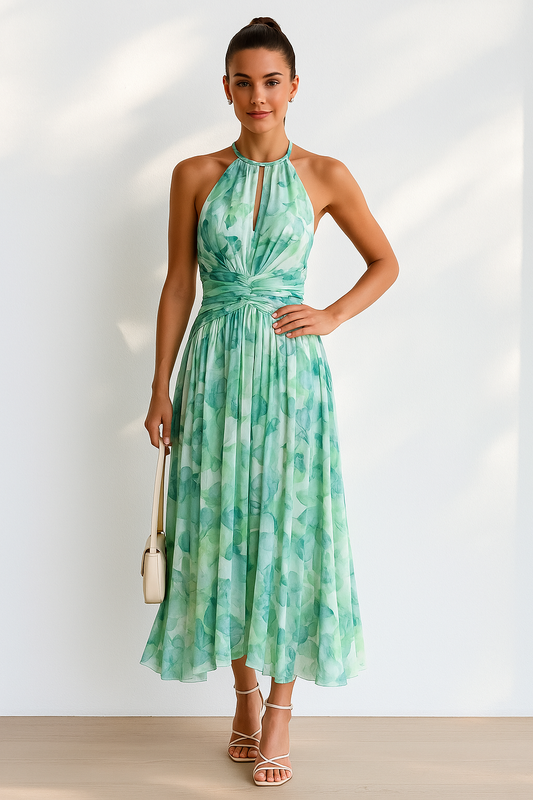 Zomerse Maxi-jurk met Elegante Plissé en Verspringende Bloemenprint – LUNA BELLE - Glamorix