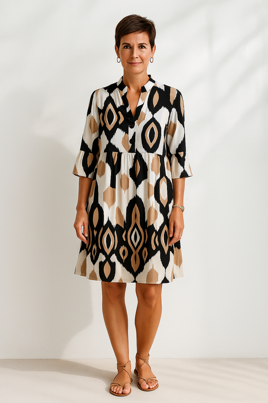 Elegante Zomerjurk met Abstracte Print voor Casual Dagen – LUNA STIJL - Glamorix