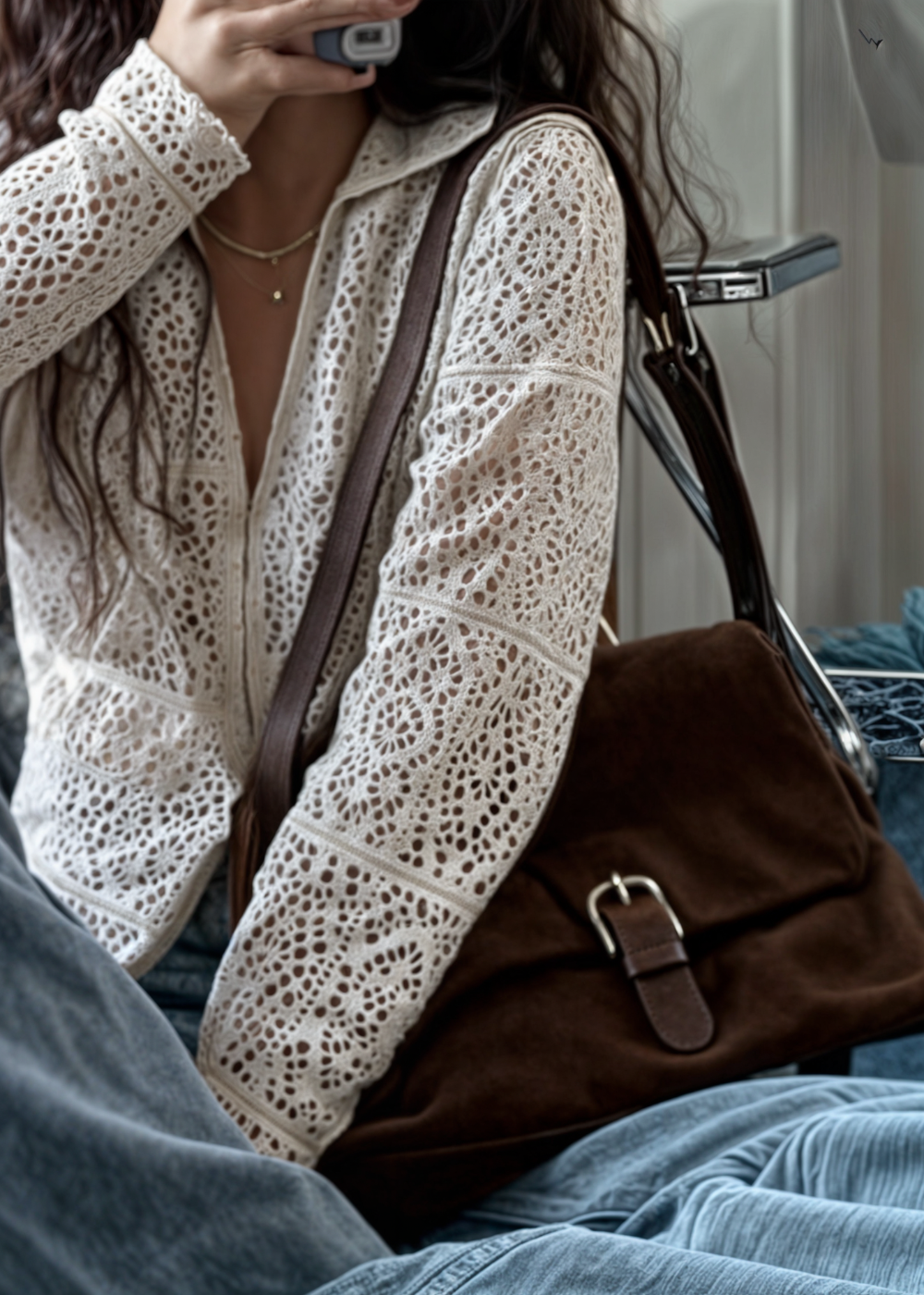 Stijlvolle suède-look crossbody tas met gespdetail – NÉLIA - Glamorix