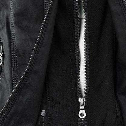 AURORA – Dames leren jas met capuchon en moderne pasvorm - Glamorix