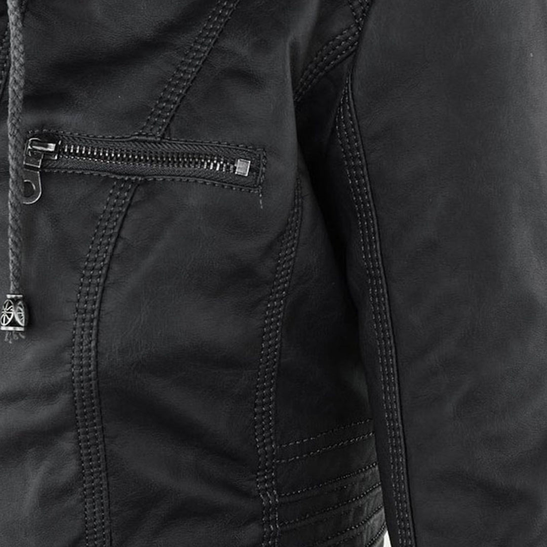AURORA – Dames leren jas met capuchon en moderne pasvorm - Glamorix