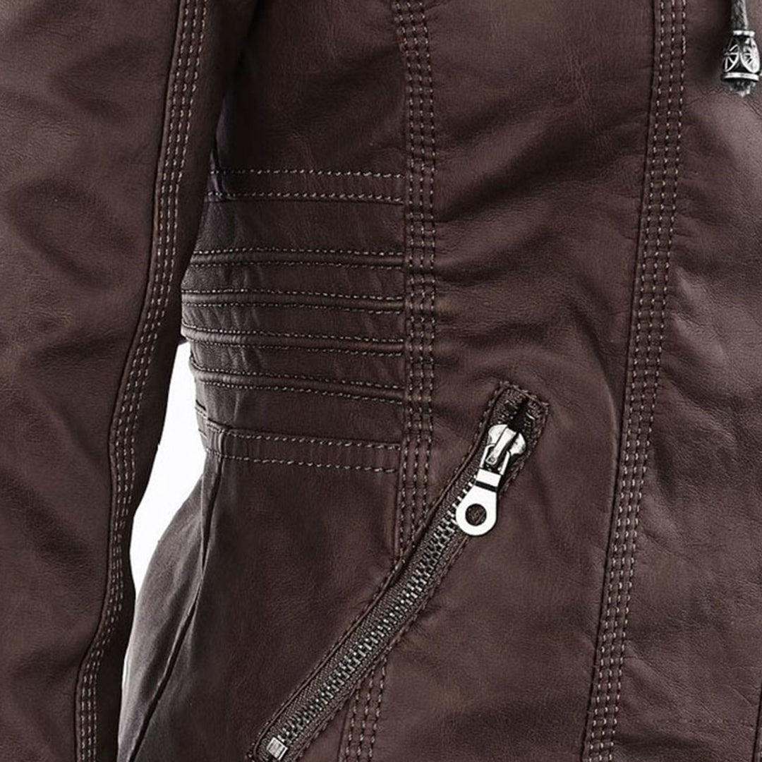 AURORA – Dames leren jas met capuchon en moderne pasvorm - Glamorix