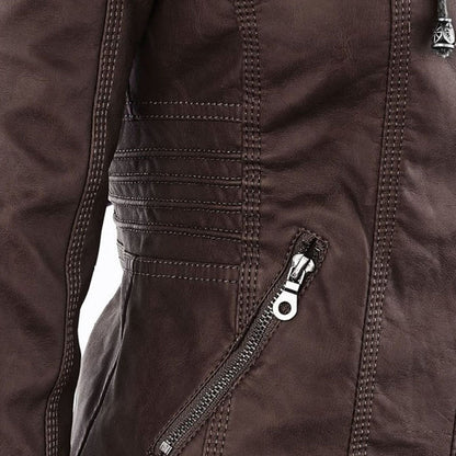 AURORA – Dames leren jas met capuchon en moderne pasvorm - Glamorix