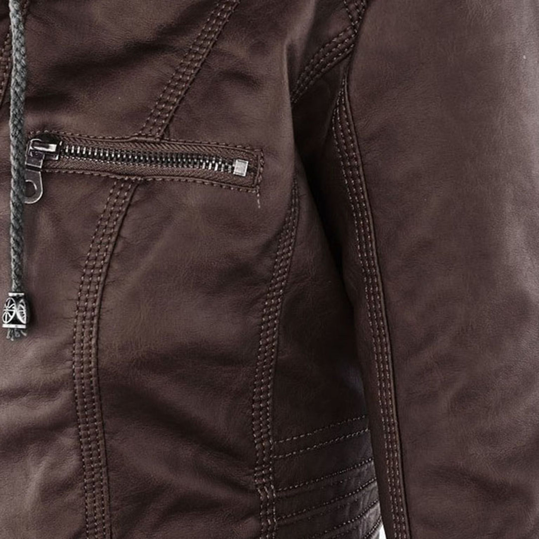 AURORA – Dames leren jas met capuchon en moderne pasvorm - Glamorix