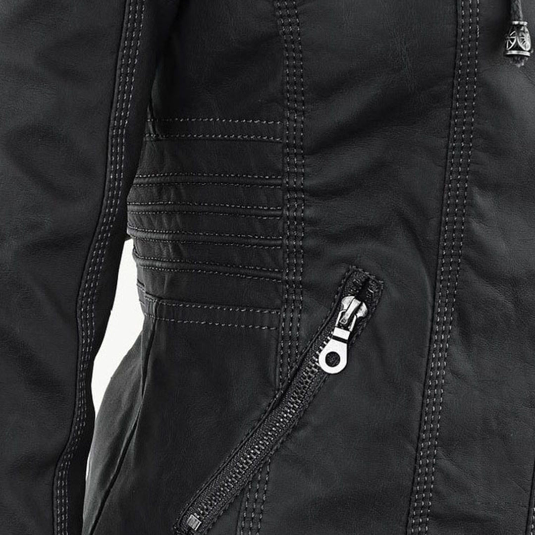 AURORA – Dames leren jas met capuchon en moderne pasvorm - Glamorix