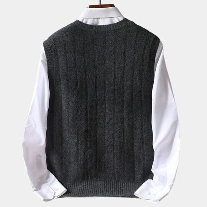 NOAH – Wollen trui-vest met klassieke knoopsluiting voor heren