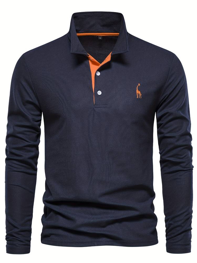 AXEL – Lange mouwen poloshirt met contrasterende afwerking voor een moderne en verfijnde look