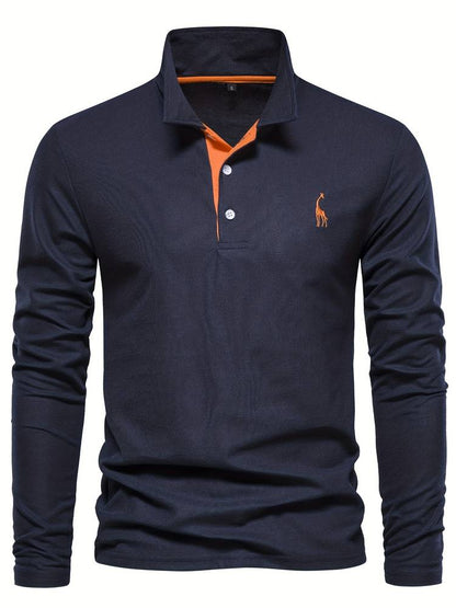 AXEL – Lange mouwen poloshirt met contrasterende afwerking voor een moderne en verfijnde look