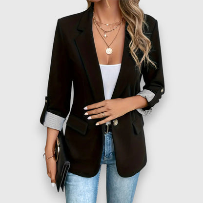 Elegante damesblazer met opgerolde mouwen en relaxte pasvorm – SOLENE BLAIR - Glamorix
