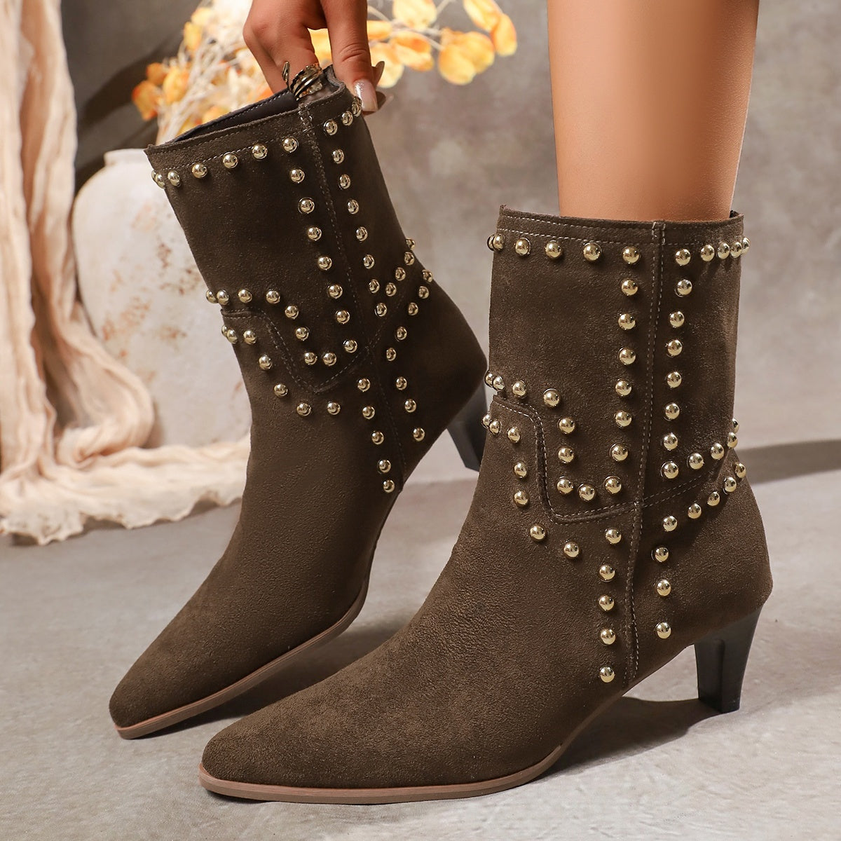 Enkelboots - Puntige Neus En Stoffen Voering Voor Comfort - Glamorix