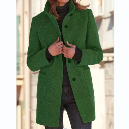 SOFIA - Elegante middellange jas met knoopsluiting