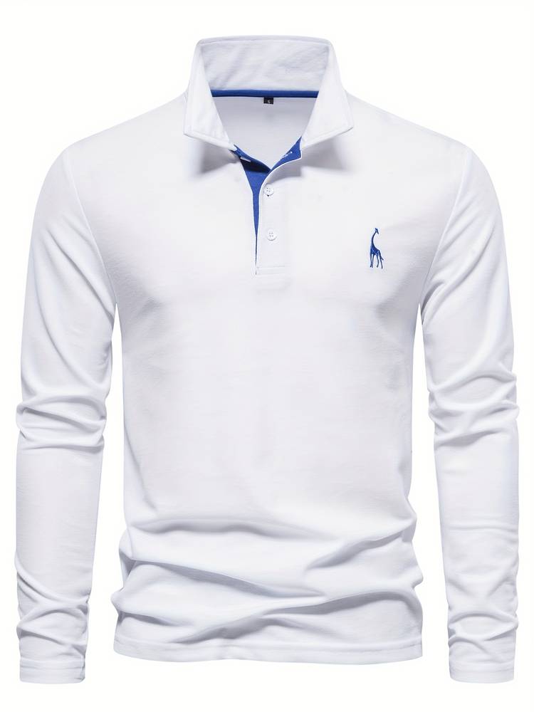 AXEL – Lange mouwen poloshirt met contrasterende afwerking voor een moderne en verfijnde look