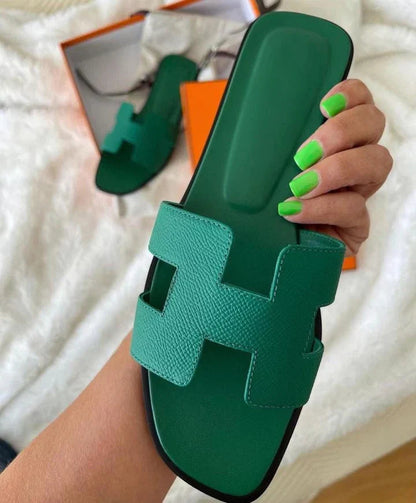 Elegante dames instapsandaal met iconische H-band – HARLIA SLIDE - Glamorix