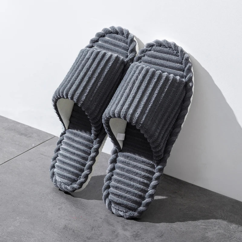 Open pantoffels met gestreept design en zachte zool – VELTANO - Glamorix