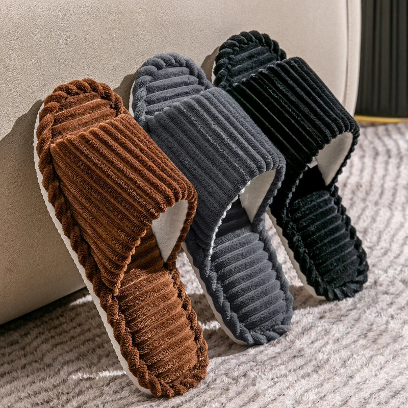 Open pantoffels met gestreept design en zachte zool – VELTANO - Glamorix