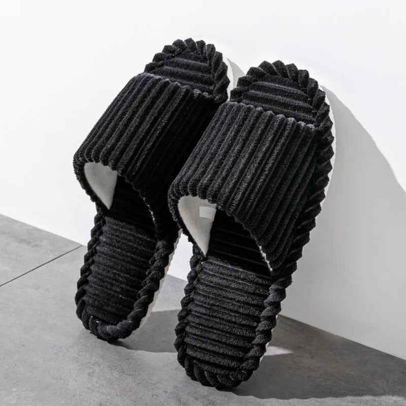 Open pantoffels met gestreept design en zachte zool – VELTANO - Glamorix