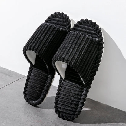 Open pantoffels met gestreept design en zachte zool – VELTANO - Glamorix