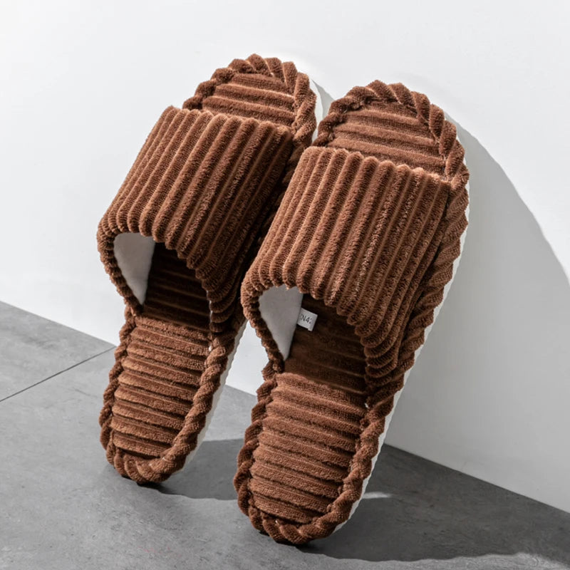 Open pantoffels met gestreept design en zachte zool – VELTANO - Glamorix