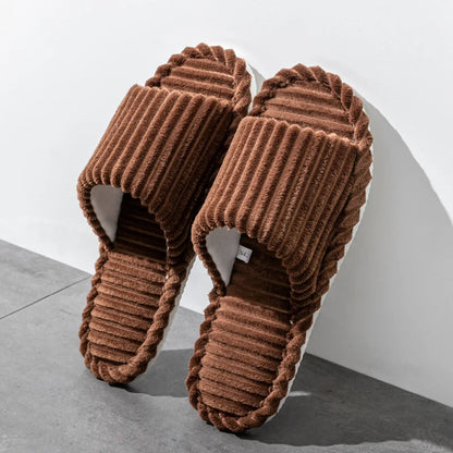 Open pantoffels met gestreept design en zachte zool – VELTANO - Glamorix