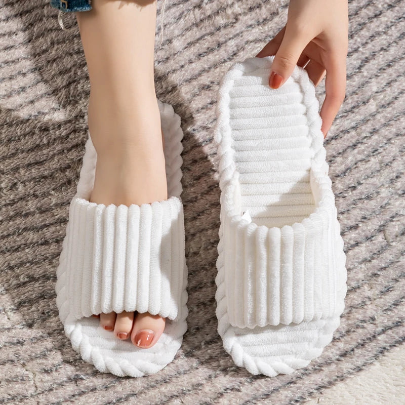 Open pantoffels met gestreept design en zachte zool – VELTANO - Glamorix